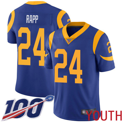Los Angeles Rams Limited Royal Blue Youth Taylor Rapp Alternate Jersey NFL Football #24 100th Season Vapor Untouchable